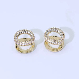 Pave Circle Huggie Earrings