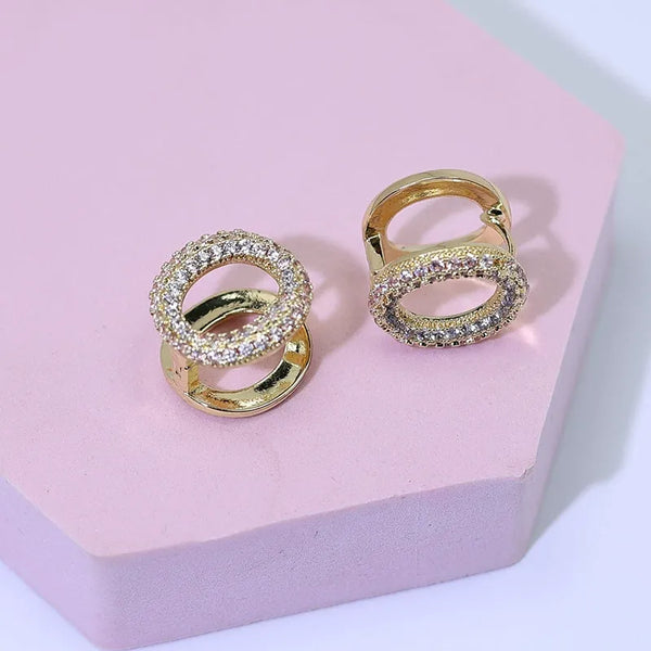 Pave Circle Huggie Earrings