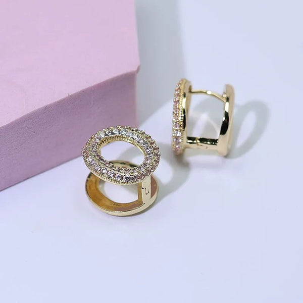 Pave Circle Huggie Earrings