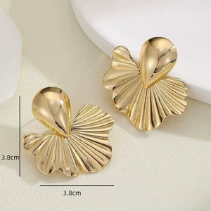 Gilded Sunburst Sculpted Fan Earrings