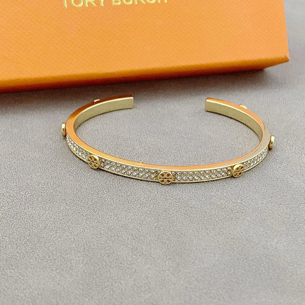 T Luxe Golden Pave Halo Crystal Bracelet