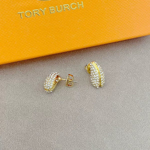 T Luxe Rhinestone Pea Stud Earrings