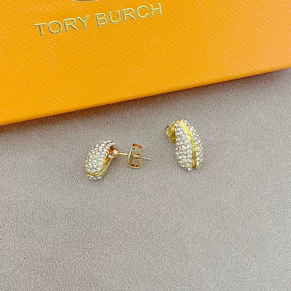 T Luxe Rhinestone Pea Stud Earrings