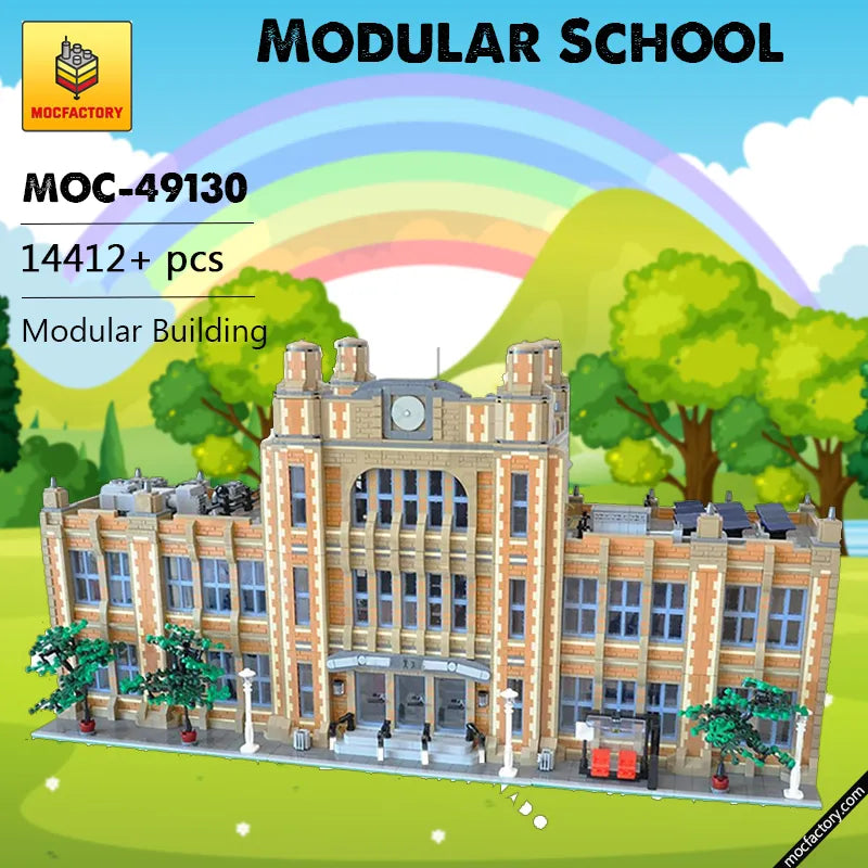 MOC FACTORY 49130 Modular School Building Kit (14412 Pcs)