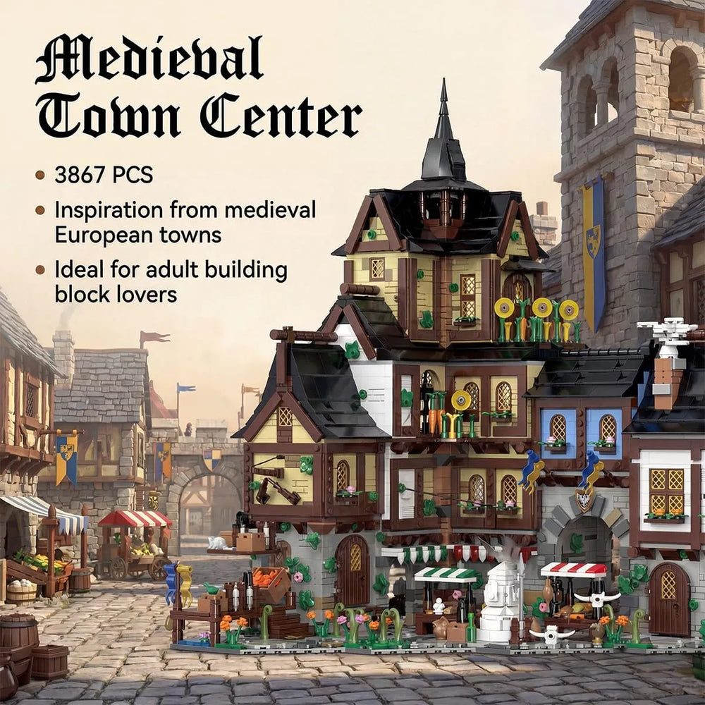 XJ1003 Medieval Town Center Building Set (3867 Pcs)