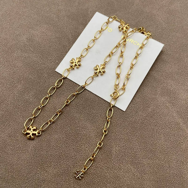 T-Luxe Gilded Emblem Station Necklace