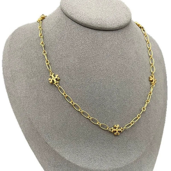 T-Luxe Gilded Emblem Station Necklace