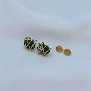 T-Luxe Malachite Meridian Stud Earrings