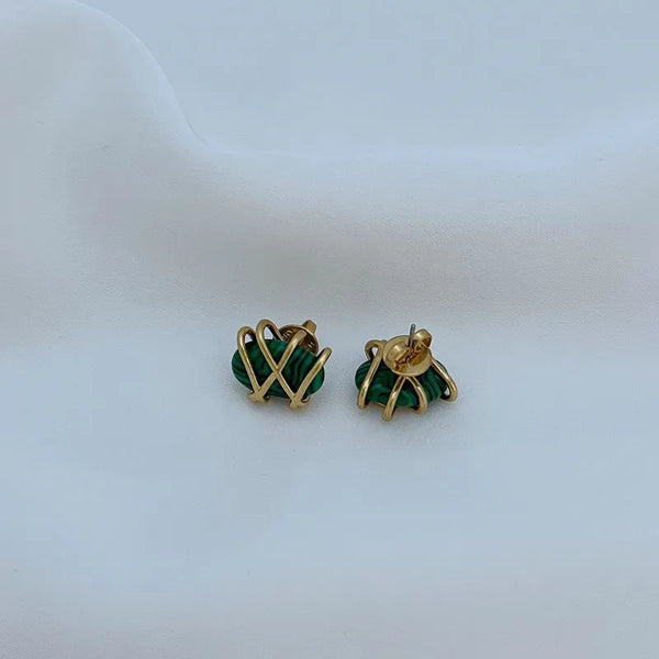 T-Luxe Malachite Meridian Stud Earrings