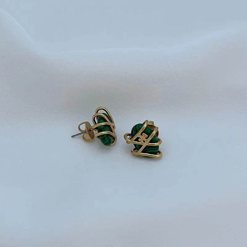 T-Luxe Malachite Meridian Stud Earrings
