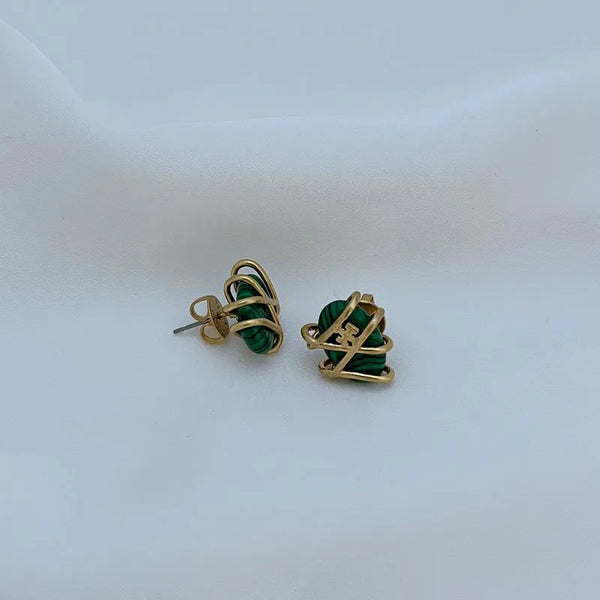 T-Luxe Malachite Meridian Stud Earrings
