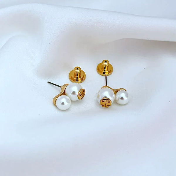 T-Luxe Pearl Cascade Jacket Stud Earrings