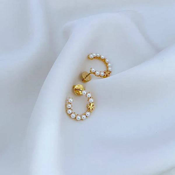 T-Luxe Blush Pearl Orbit Hoop Earrings