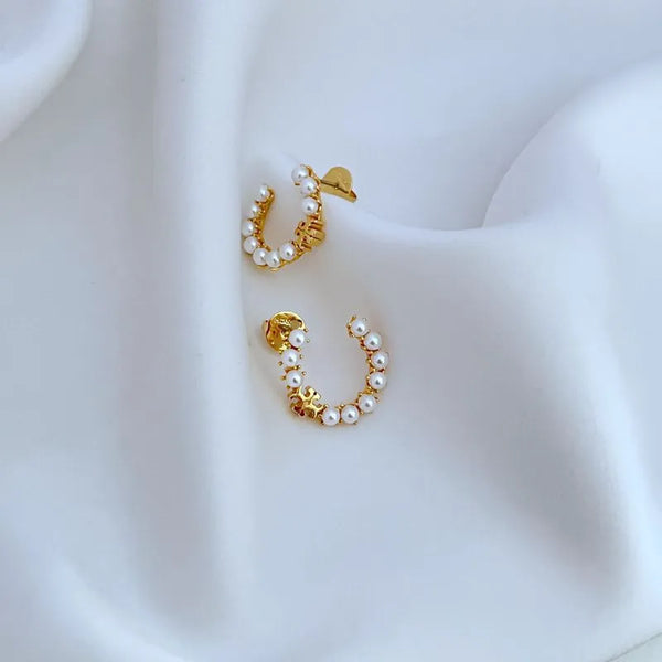 T-Luxe Blush Pearl Orbit Hoop Earrings