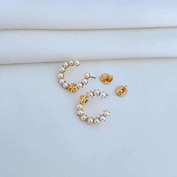 T-Luxe Blush Pearl Orbit Hoop Earrings