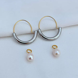 T-Luxe Duo Horizon Pearl Hoop Earrings