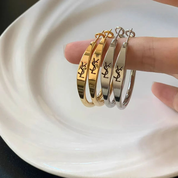 Maison Velour Monogram Hoop Earrings