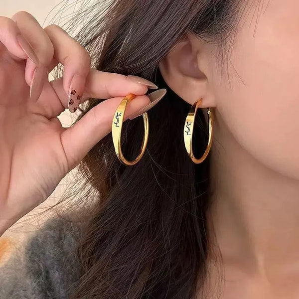 Maison Velour Monogram Hoop Earrings