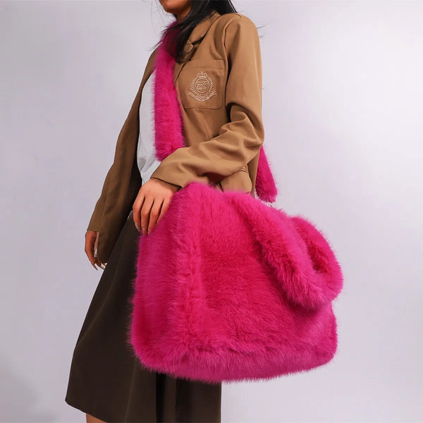 Teddy Feels Carryall Plush Tote Handbag