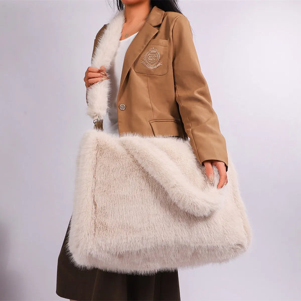 Teddy Feels Carryall Plush Tote Handbag