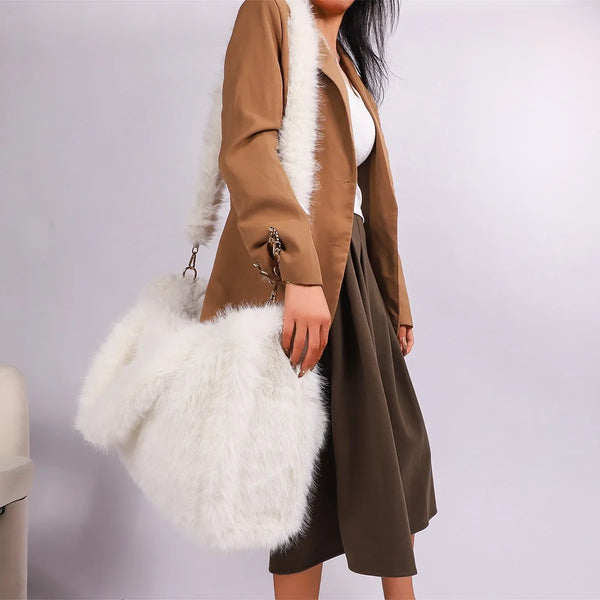 Teddy Feels Carryall Plush Tote Handbag