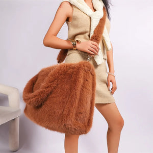 Teddy Feels Carryall Plush Tote Handbag