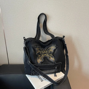 Mariposa Grunge Denim Tote Bag