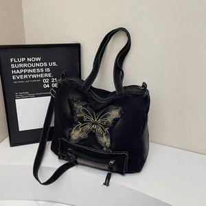 Mariposa Grunge Denim Tote Bag