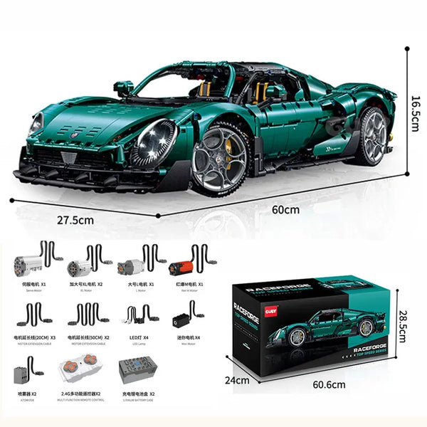 Raceforge Emerald Apex Hypercar Building Blocks (10621 Pcs)