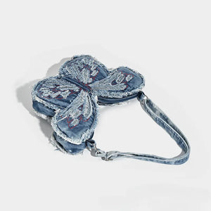 Frayed Butterfly Denim Premium Y2K Backpack