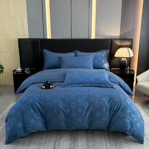 Monogram Luxe Midnight Satin Bedding Set