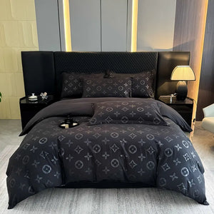 Monogram Luxe Midnight Satin Bedding Set