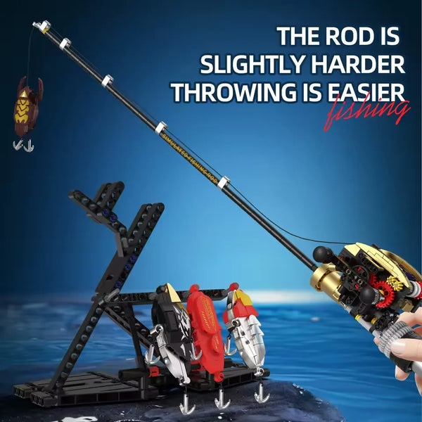 Water Drop Wheel Mechanical Fishing Rod Building Set (425 Pcs)