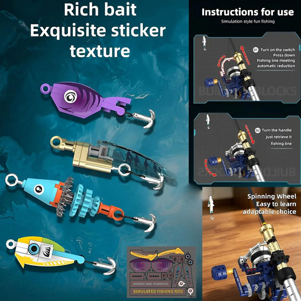Spinning Reel Mechanical Fishing Rod Building Set (479 Pcs)