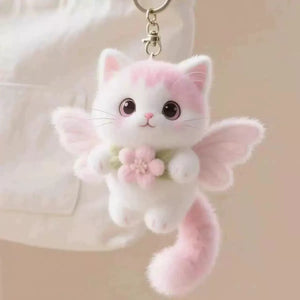 Fairy Winged Sakura Cat Plush Keychain