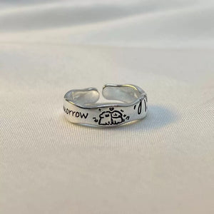 Serendipity Engraved Cartoon Doodle Rings (Set of 2)