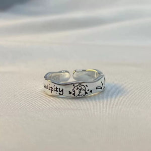 Serendipity Engraved Cartoon Doodle Rings (Set of 2)