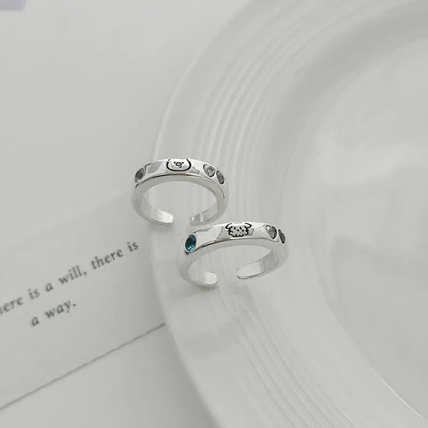 Playful Cartoon Doodle Couple Rings (Set of 2)