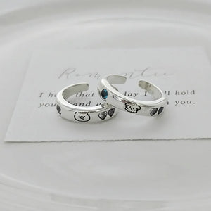 Playful Cartoon Doodle Couple Rings (Set of 2)