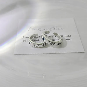 Playful Cartoon Doodle Couple Rings (Set of 2)