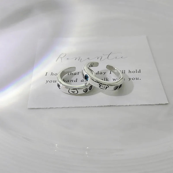 Playful Cartoon Doodle Couple Rings (Set of 2)