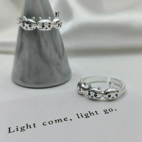 Chiikawa Trio Hachiware Silver Rings (Set of 2)
