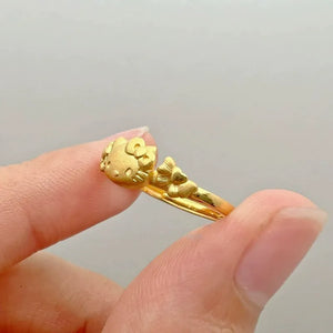 Sanrio Hello Kitty Floral Blossom Accent Matte Gold Ring