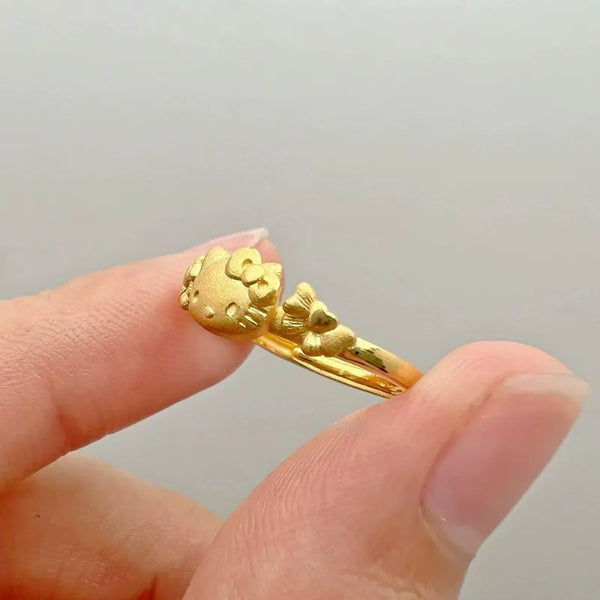 Sanrio Hello Kitty Floral Blossom Accent Matte Gold Ring