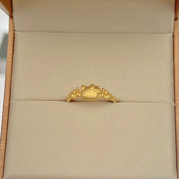 Sanrio Hello Kitty Floral Blossom Accent Matte Gold Ring