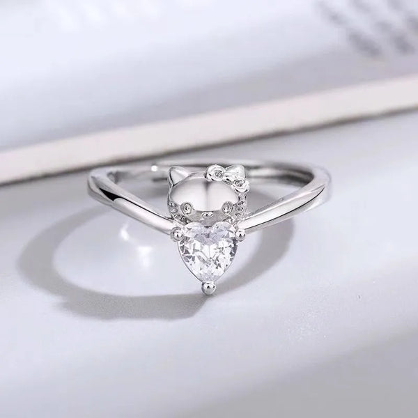 Sanrio Hello Kitty Sparkling Heart Crystal Ring
