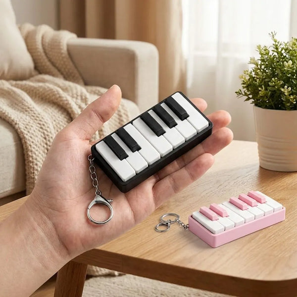 Mini Piano Keyboard Clickable Fidget Keychain