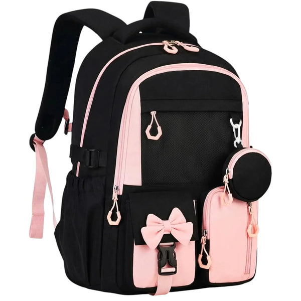 Black Pink Commute Girl School Backpack