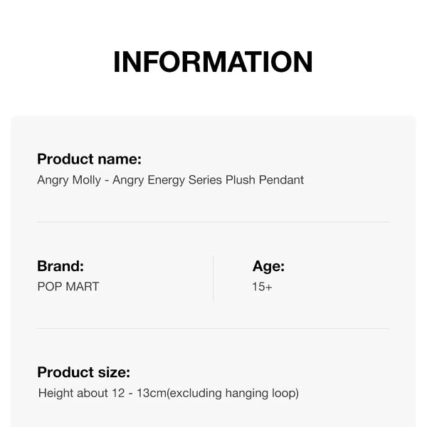 POP MART Angry Molly Plush Pendant