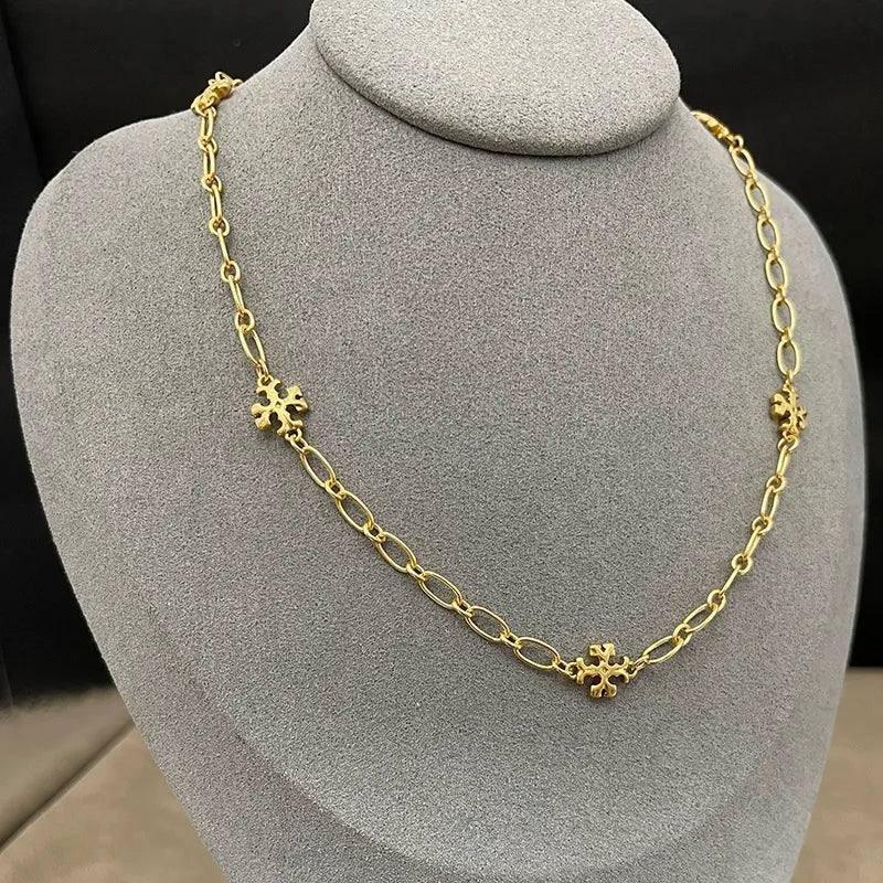 T-Luxe Gilded Emblem Station Necklace